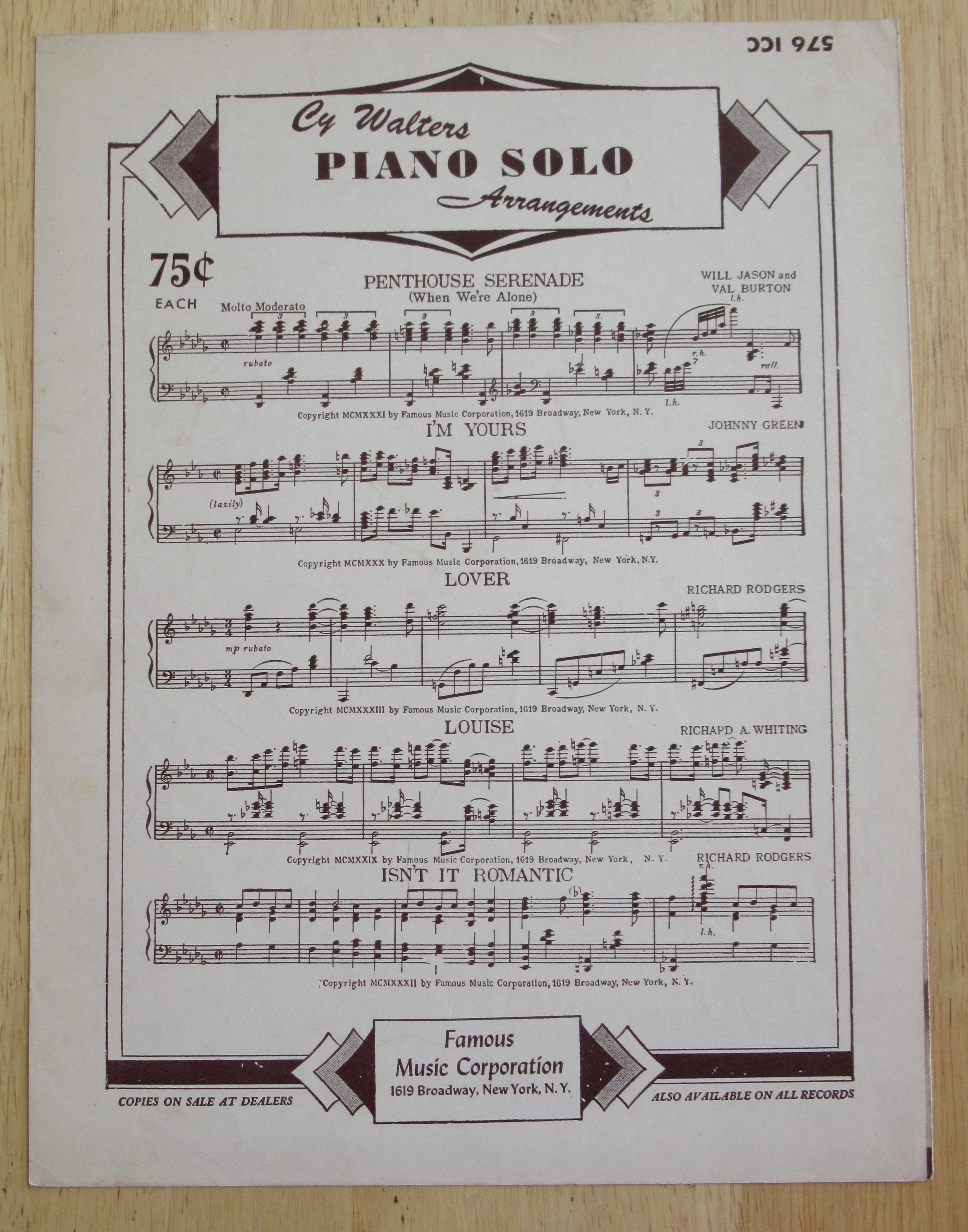 1946 Golden Earrings Sheet Music (Milland & Dietrich)