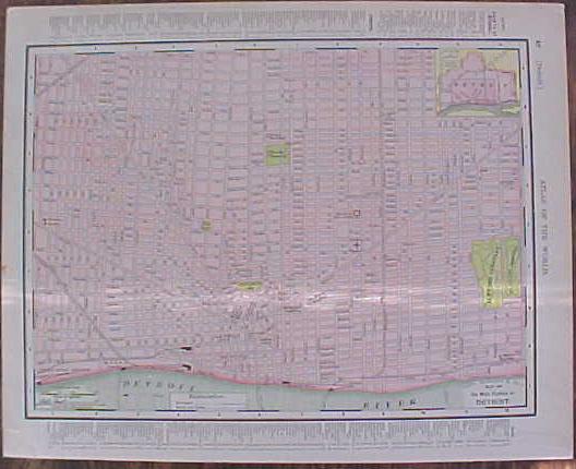 Map Michigan & Detroit 1907 Rand McNally