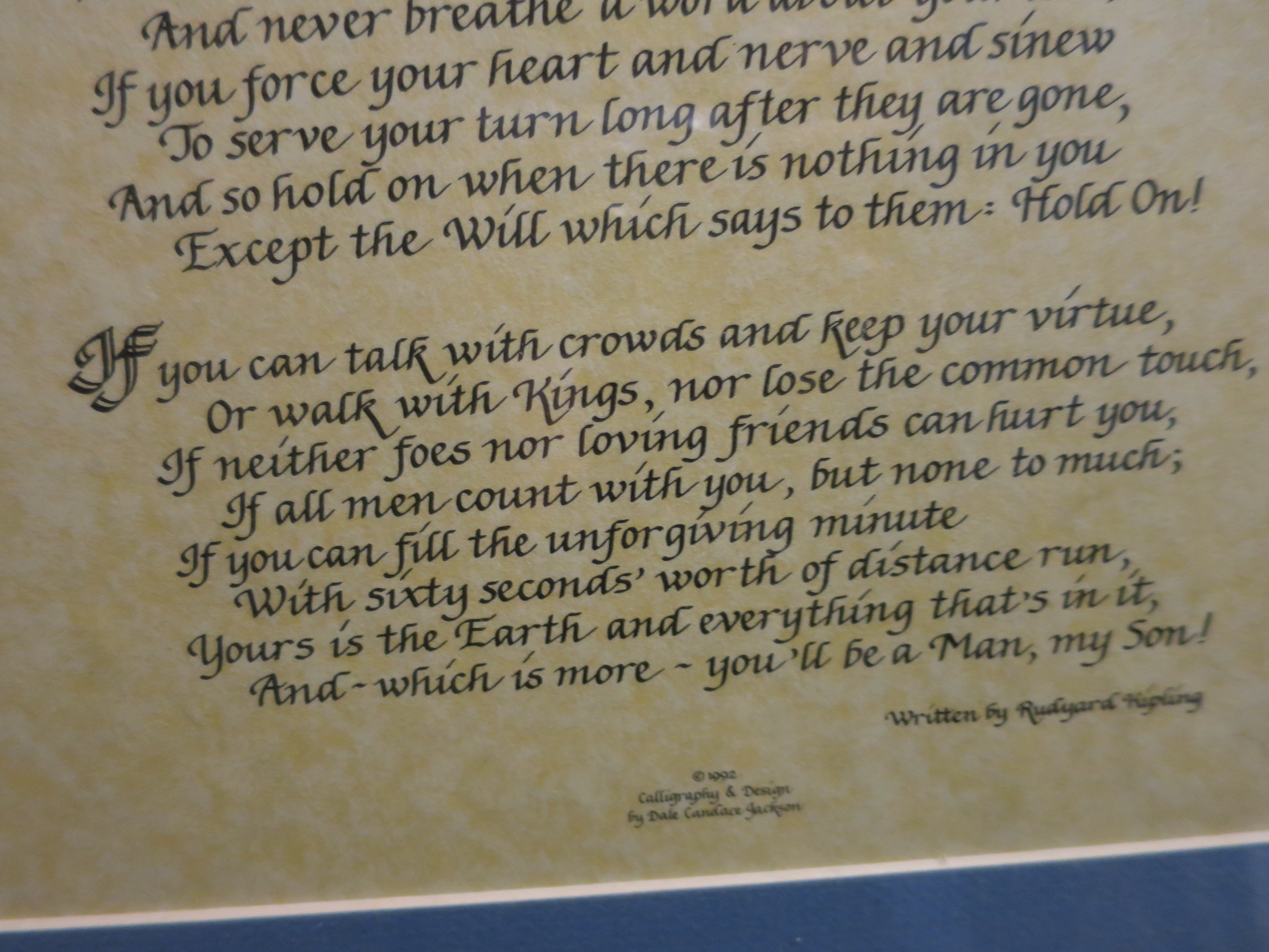 Rudyard Kipling IF Poetry Calligraphy by Dale Candace Jackson