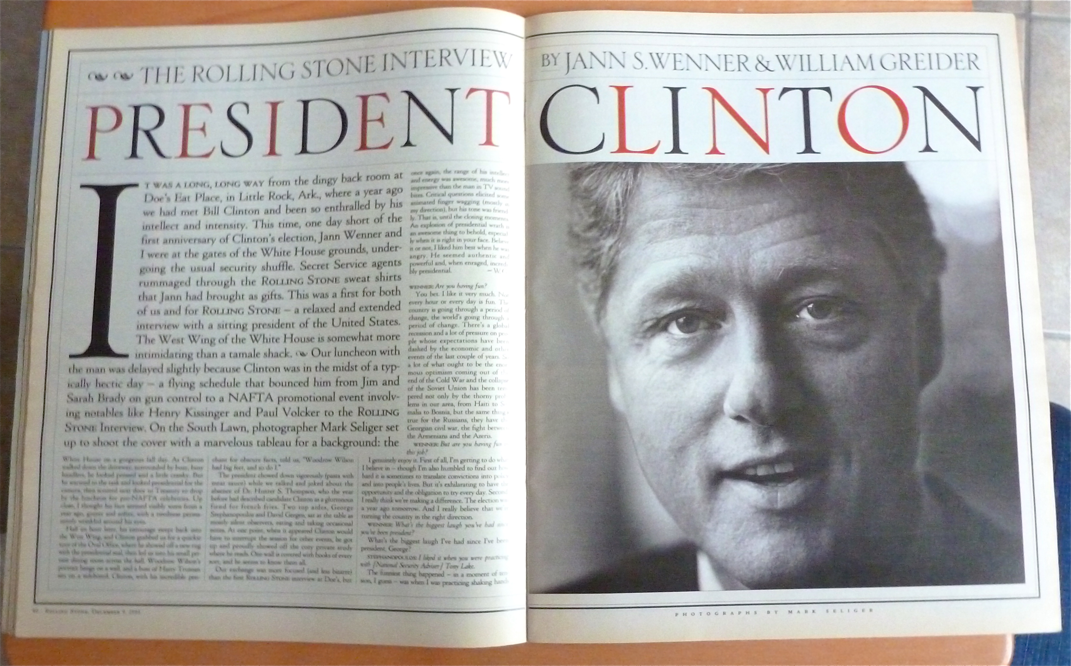 Rolling Stone Magazine December 9, 1993 Bill Clinton