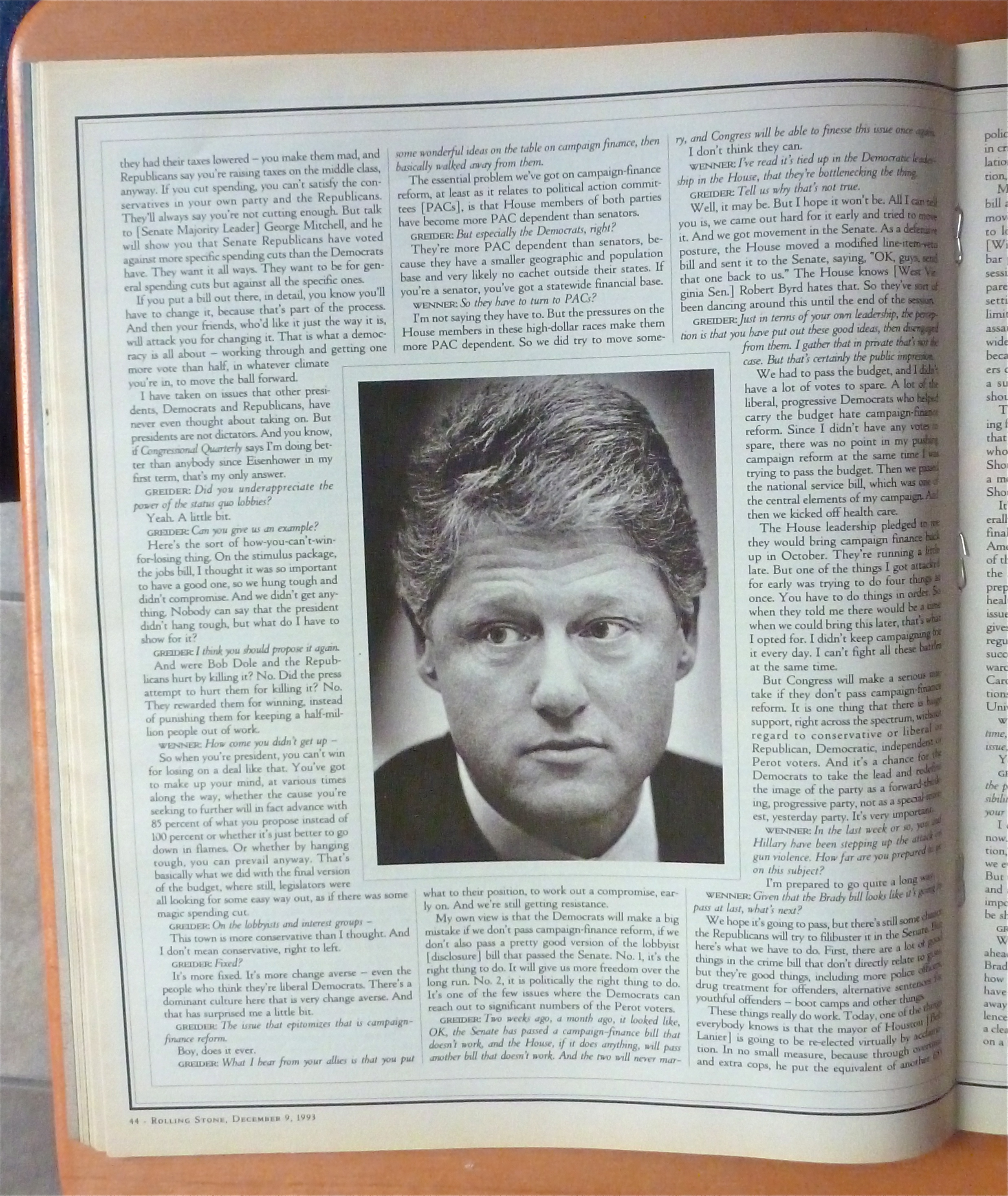 Rolling Stone Magazine December 9, 1993 Bill Clinton