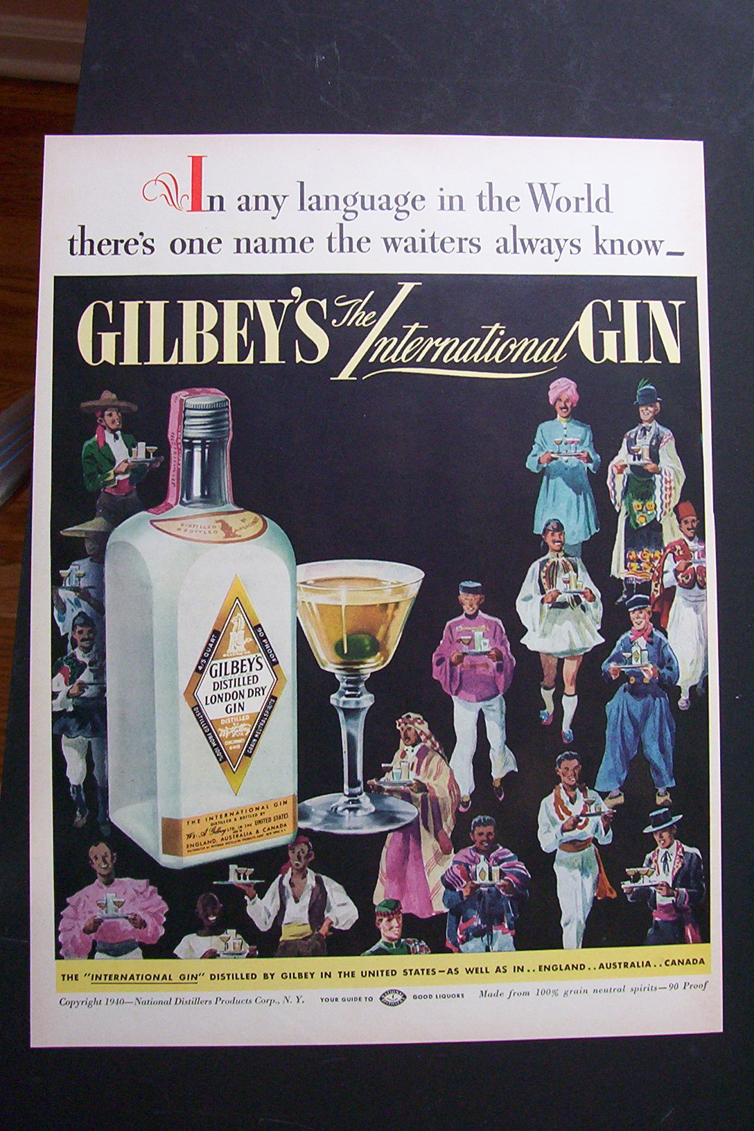 1940 Gilbey's International Gin with People & Countries