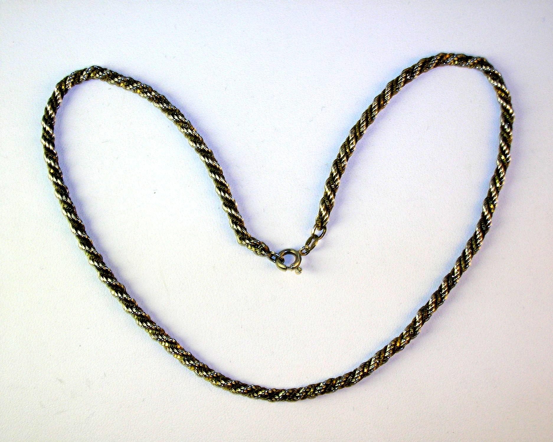 Necklace Sterling Silver and Gold Rope box  Italy