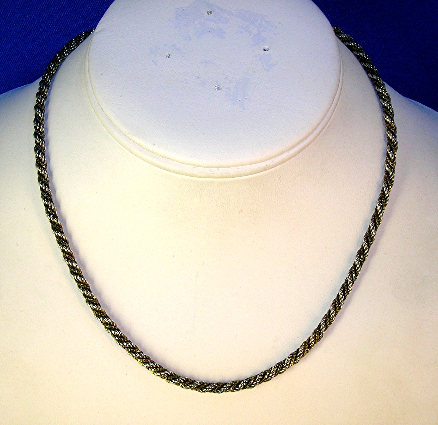 Necklace Sterling Silver and Gold Rope box  Italy