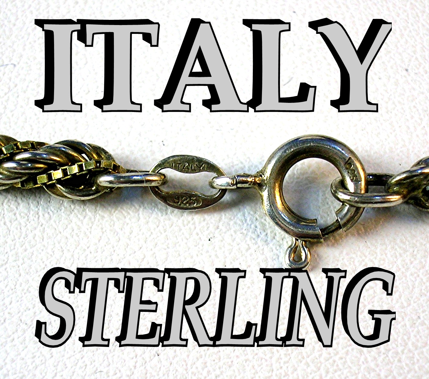 Necklace Sterling Silver and Gold Rope box  Italy