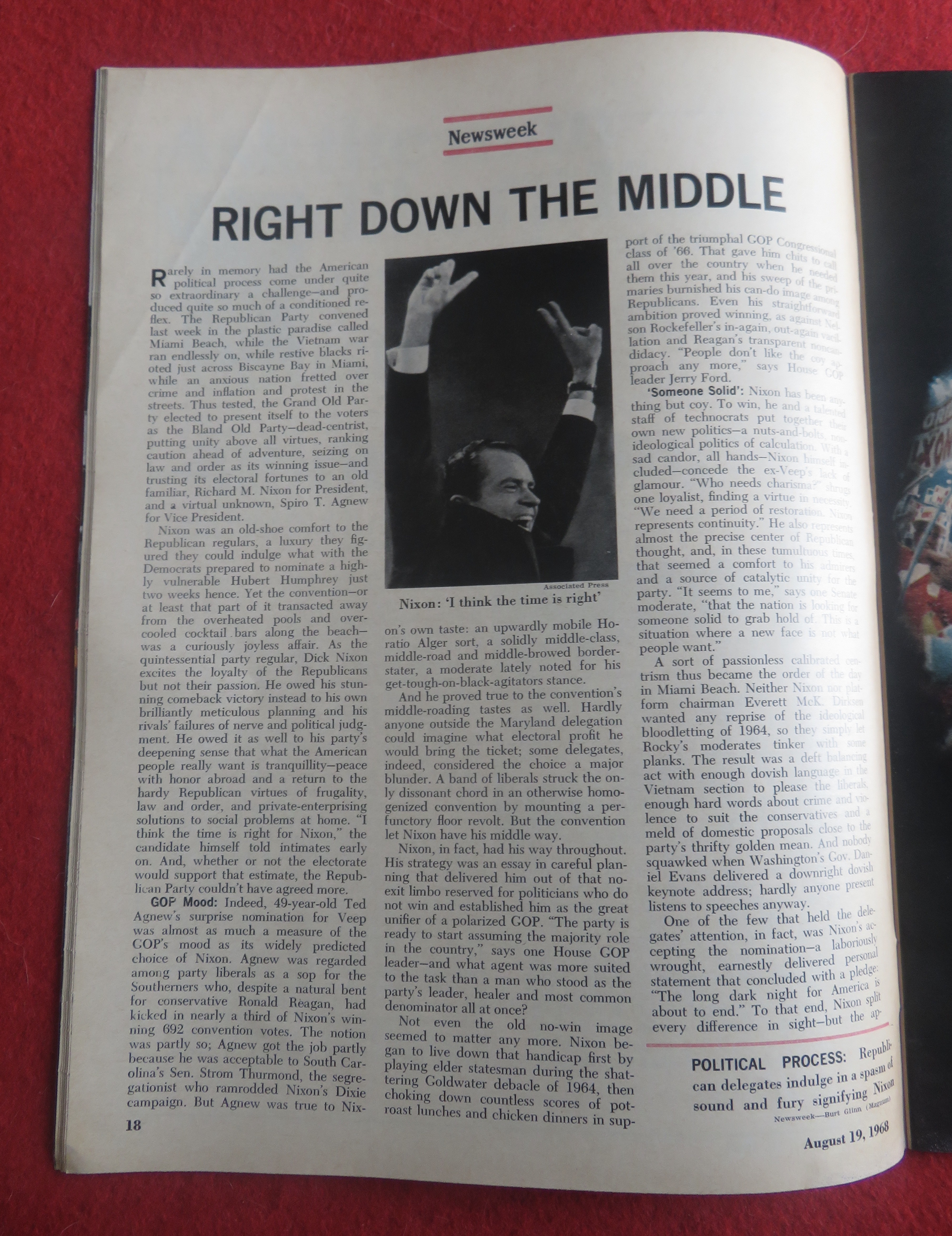 Newsweek Magazine August 19, 1968 The GOP Ticket