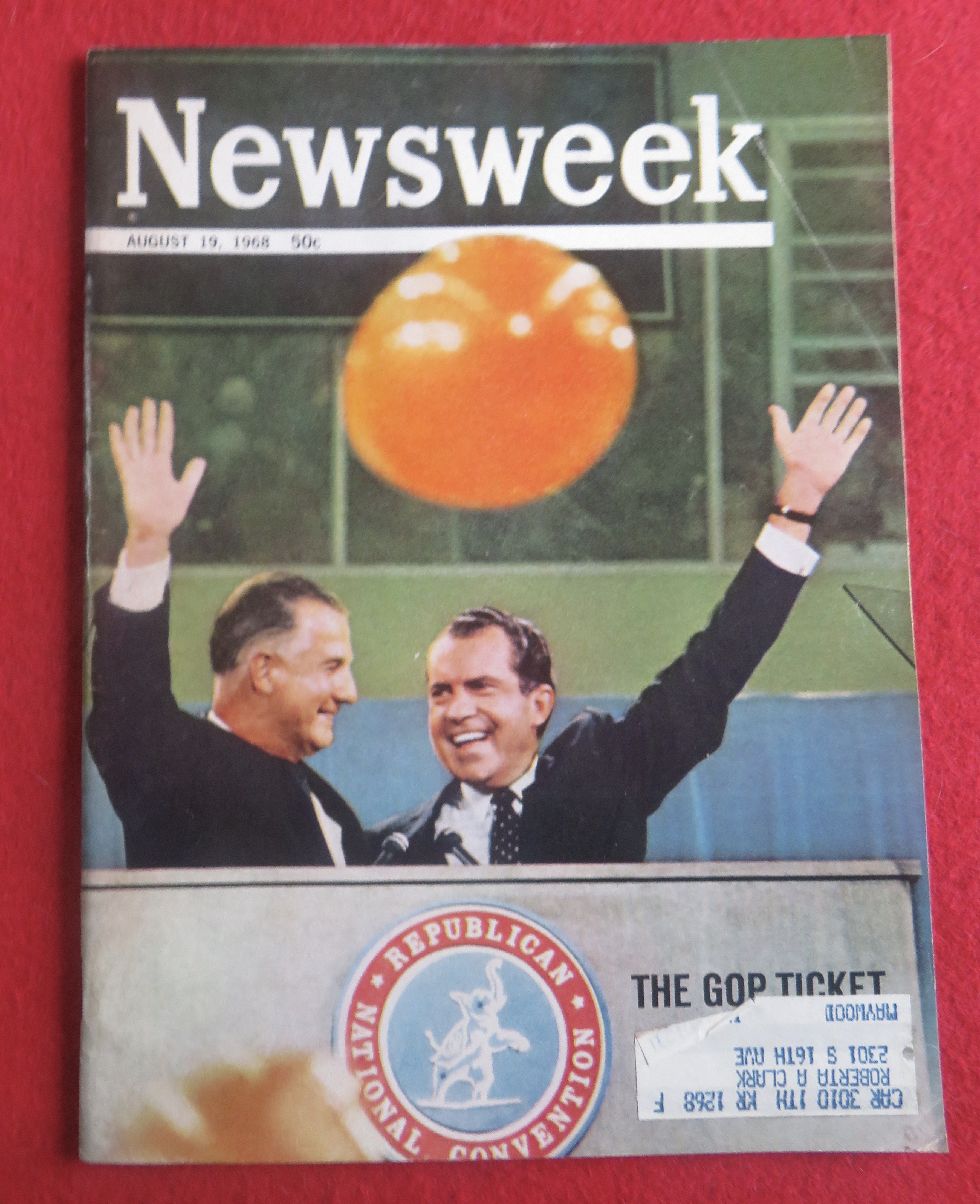 Newsweek Magazine August 19, 1968 The GOP Ticket