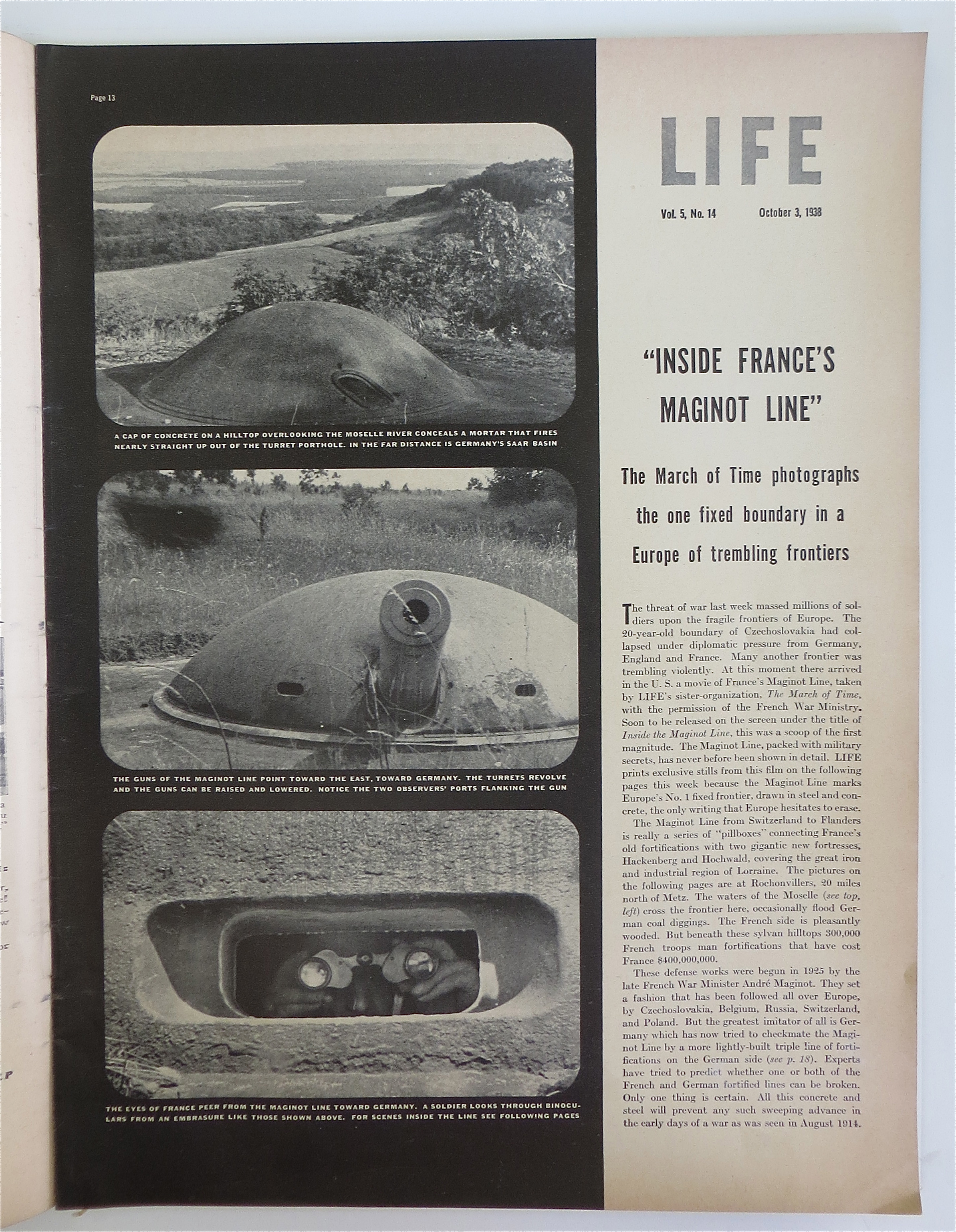 Life Magazine October 3, 1938 Arms & The Men