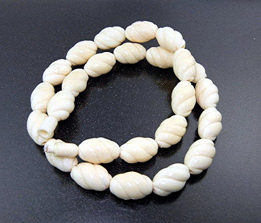 Bone Ivory Carved Beads Necklace 50s