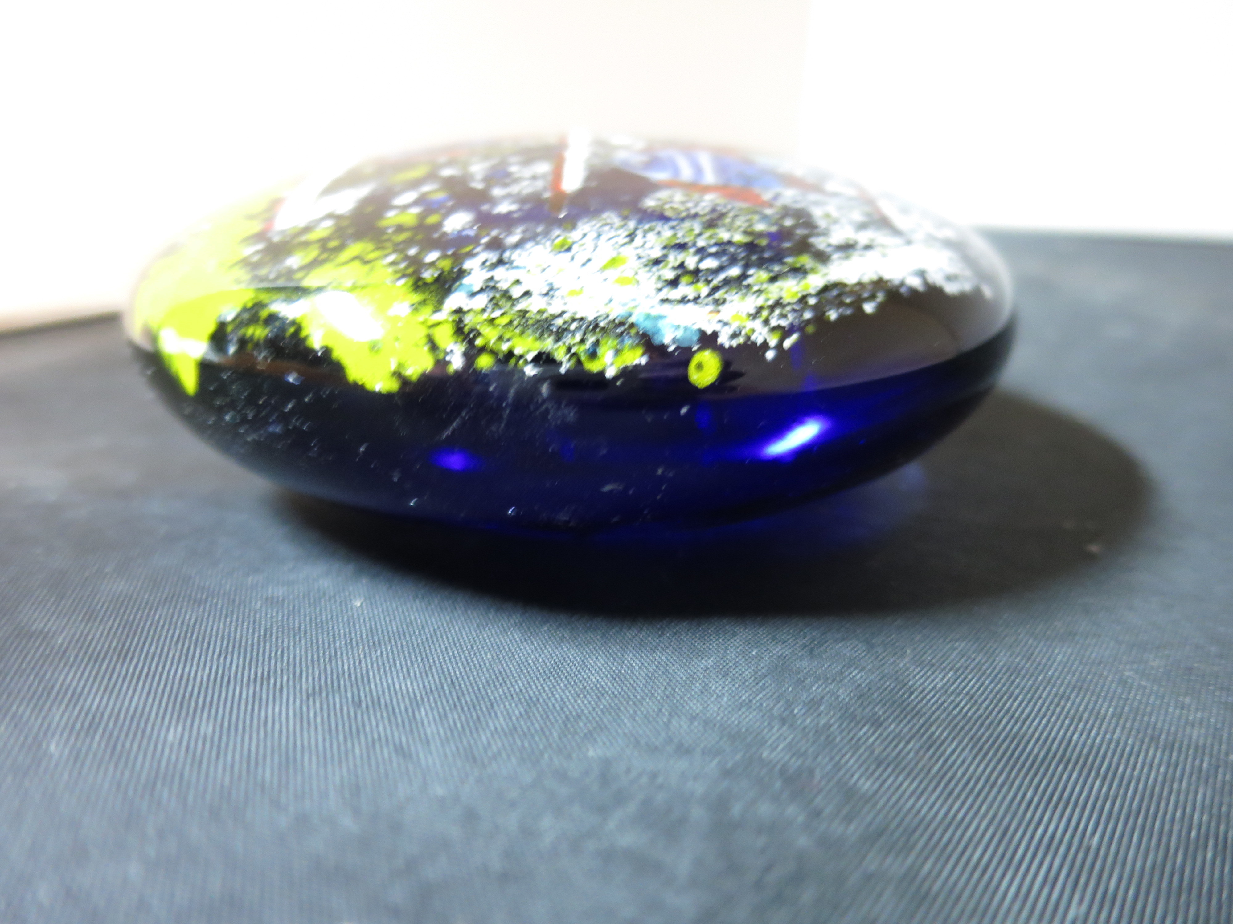 Murano Ocean Coral Reef Fish paperweight blown glass Cobalt Blue