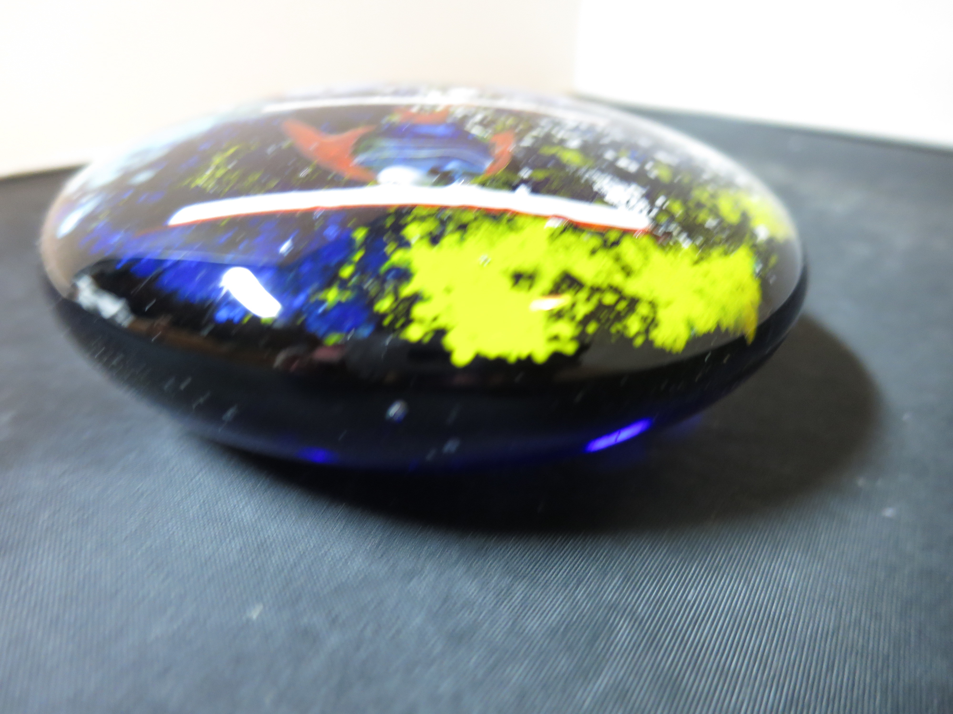 Murano Ocean Coral Reef Fish paperweight blown glass Cobalt Blue