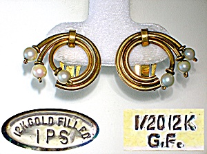 Cultured Pearl 1/20 12K Gold Fill Clip Earrings