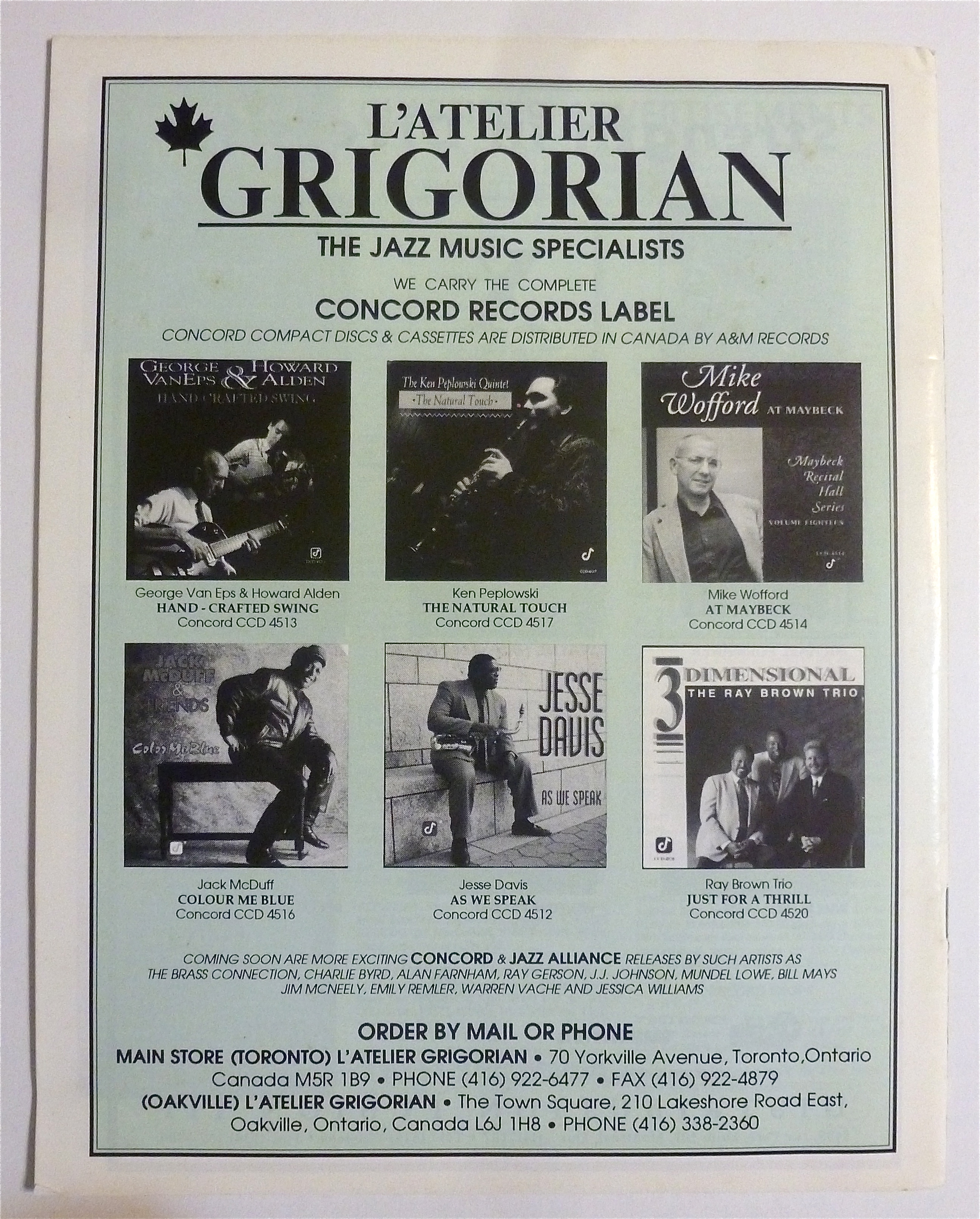 Coda Magazine November/December 1992 Joe Lovano