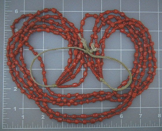 Native American Coral 5 Strands Necklace Navajo
