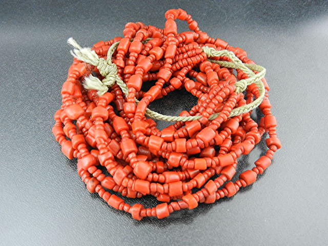 Native American Coral 5 Strands Necklace Navajo