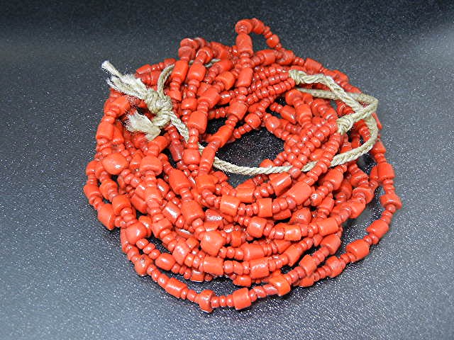Native American Coral 5 Strands Necklace Navajo