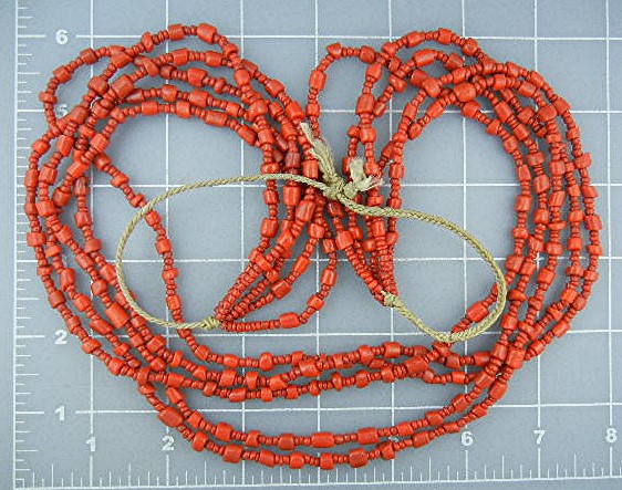 Native American Coral 5 Strands Necklace Navajo