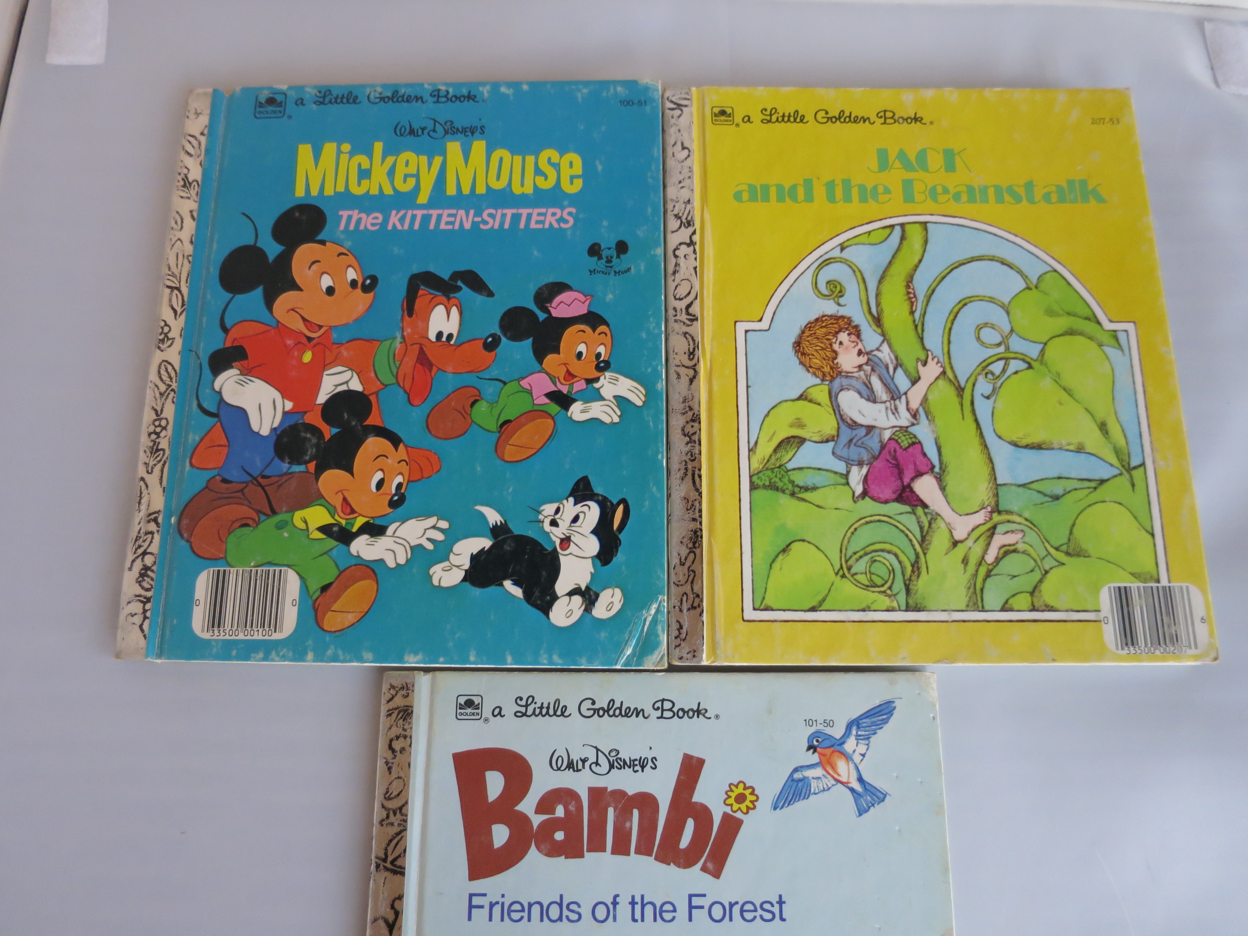 A Little Golden Books set of three Mickey Jack Bambi