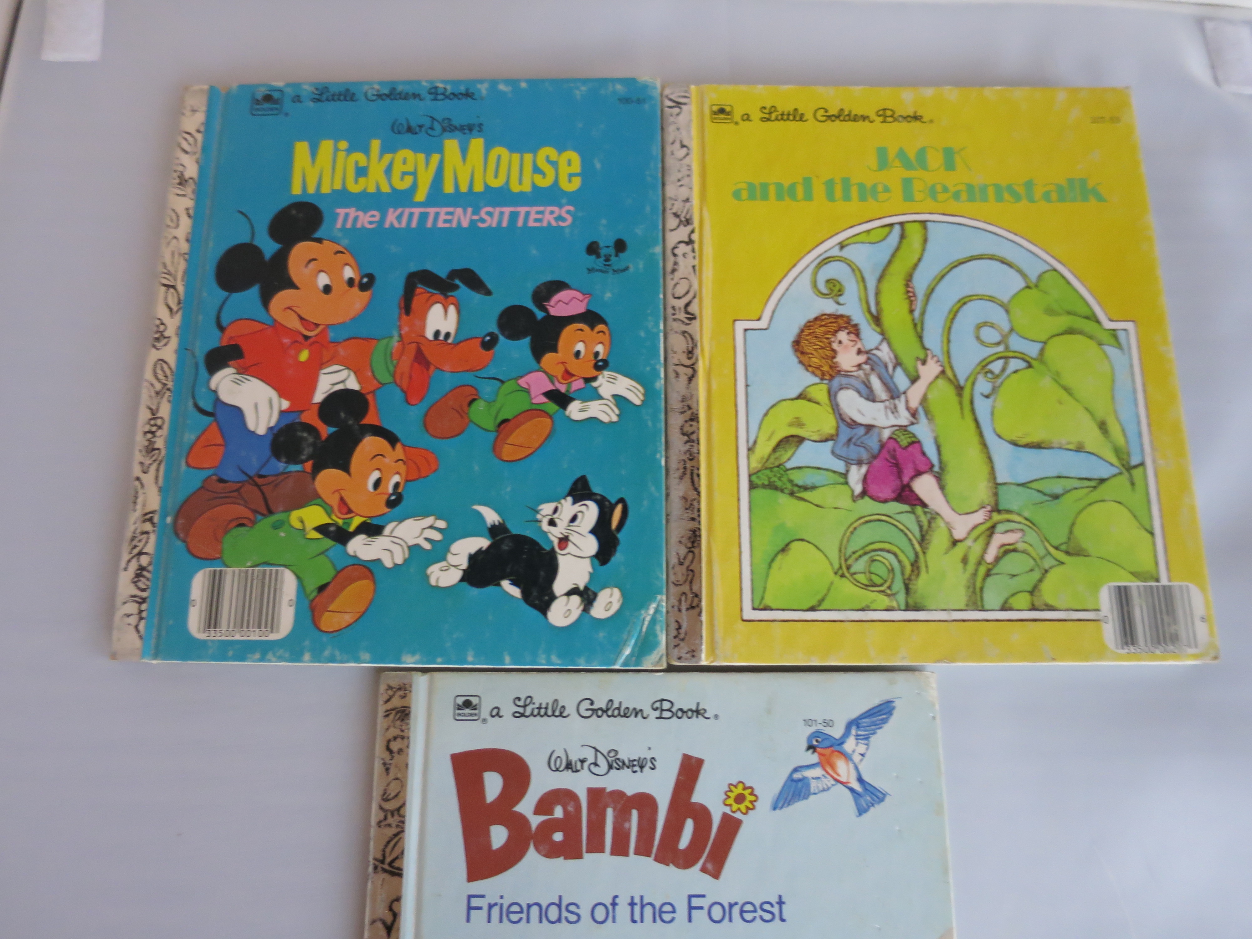 A Little Golden Books set of three Mickey Jack Bambi