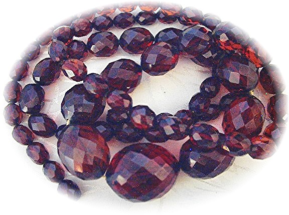 Cherry Amber Graduated Faceted Necklace 36 Inch