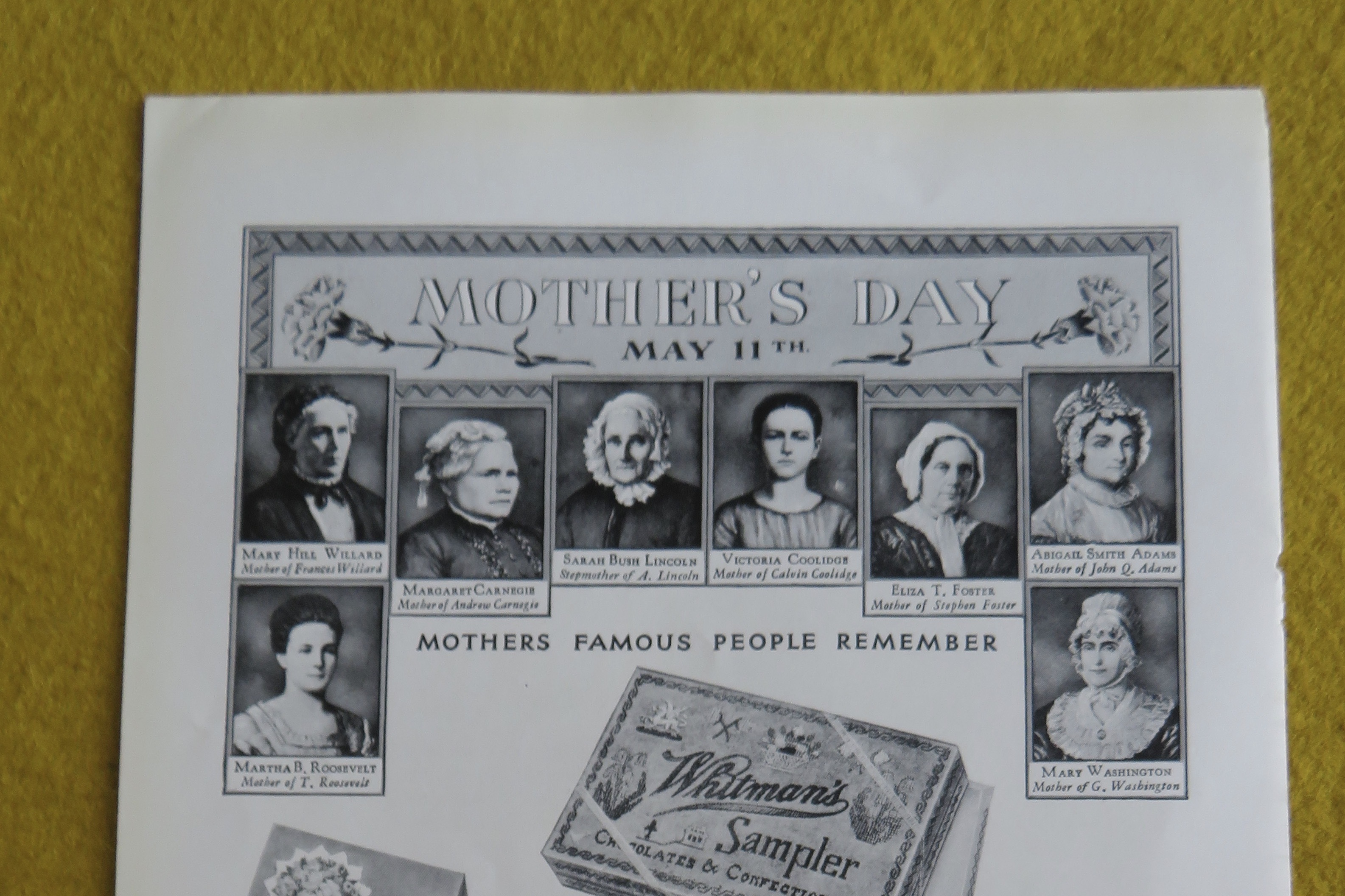 1930 Whitman's Chocolates with Famous People's Mothers
