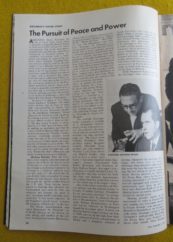 Time Magazine February 7, 1972 Nixon's Secret Agent: Henry Kissinger