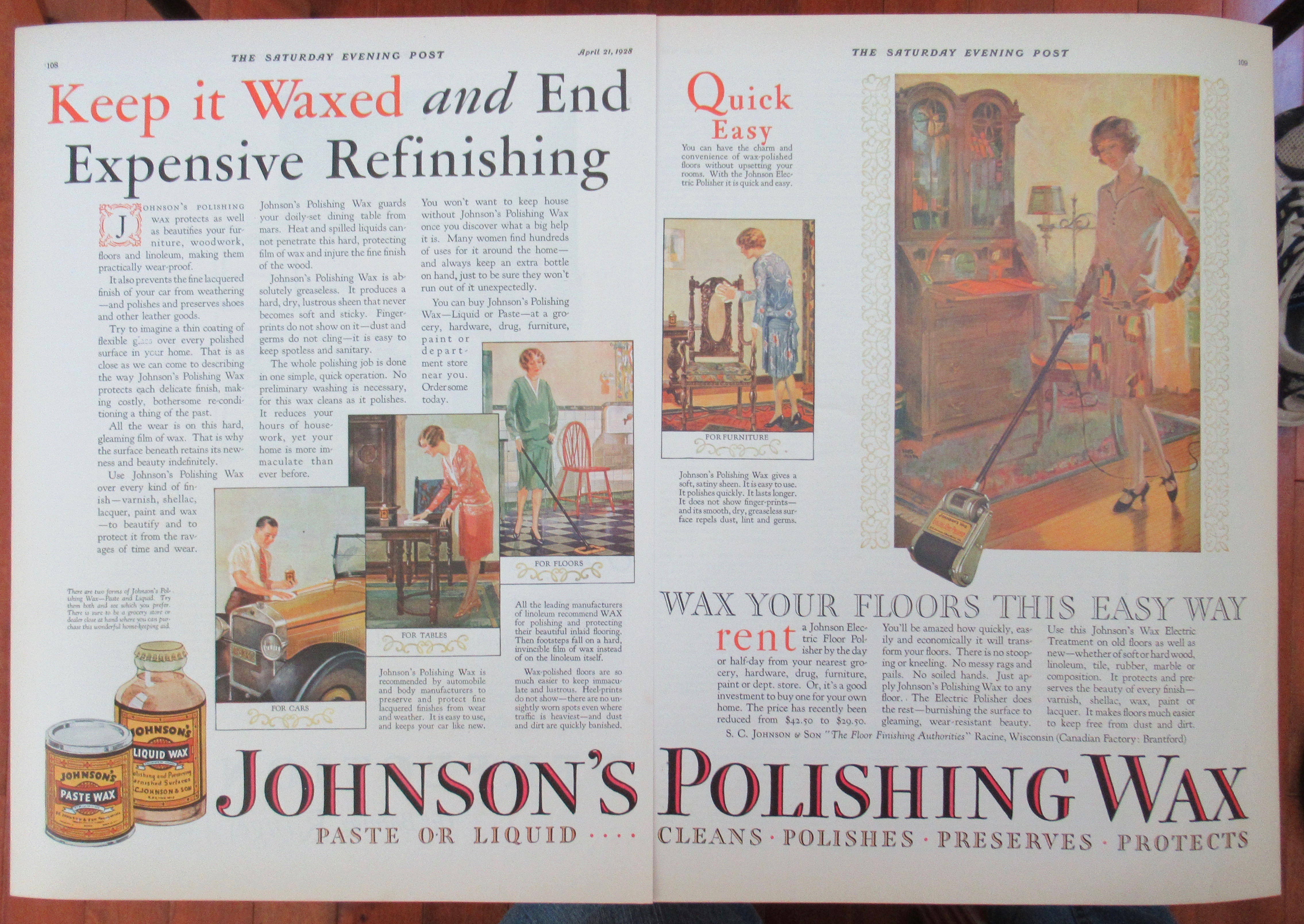 1928 Johnson's Wax with the Many Uses of the Wax