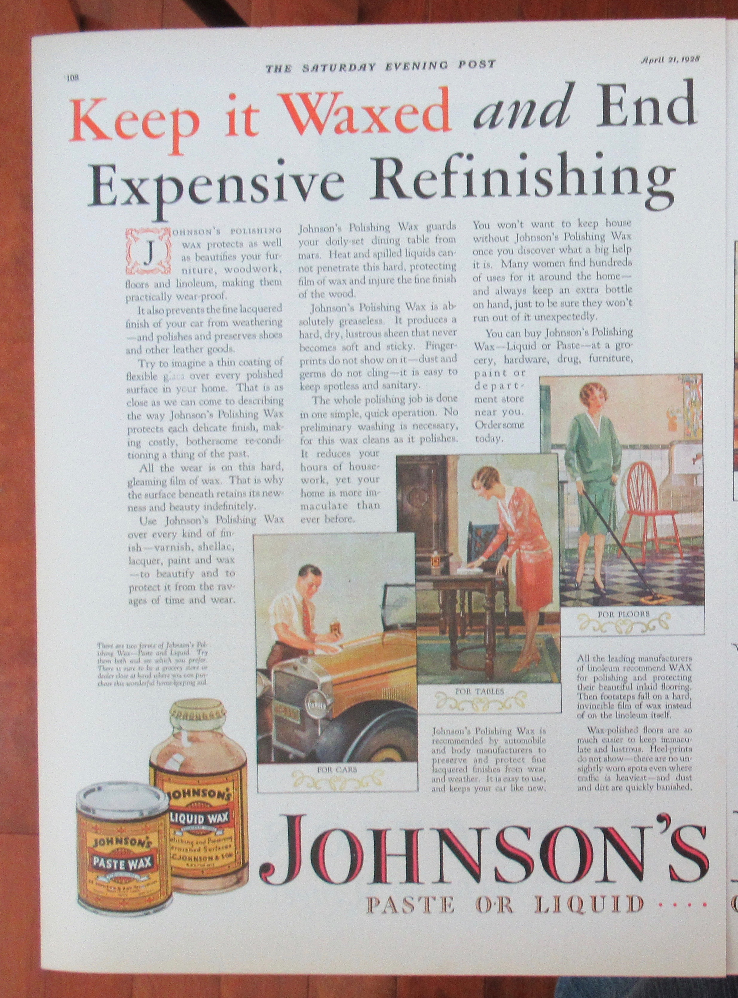 1928 Johnson's Wax with the Many Uses of the Wax