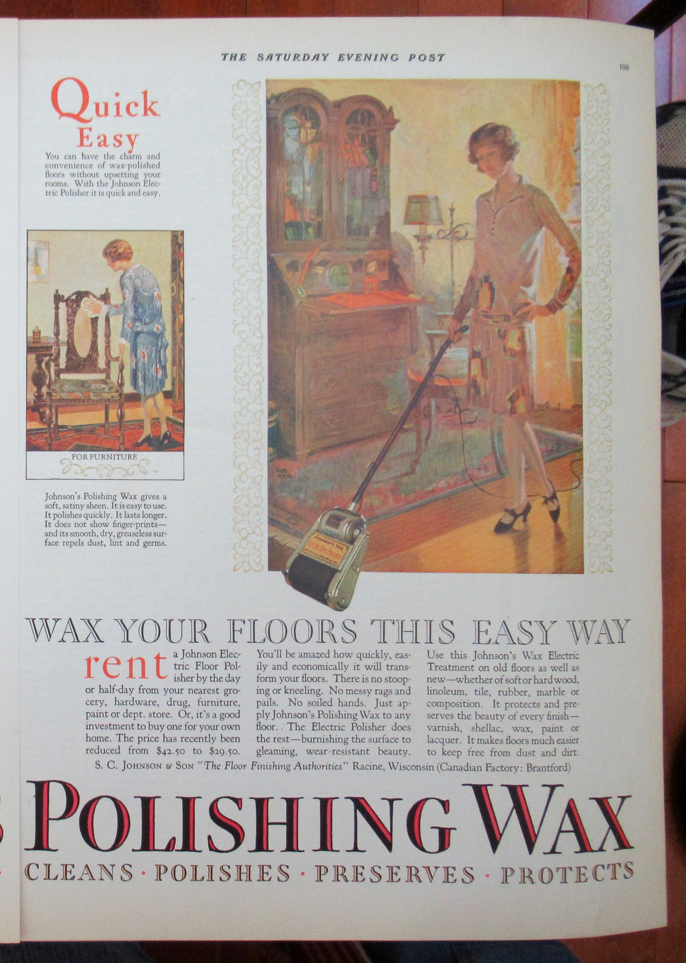 1928 Johnson's Wax with the Many Uses of the Wax