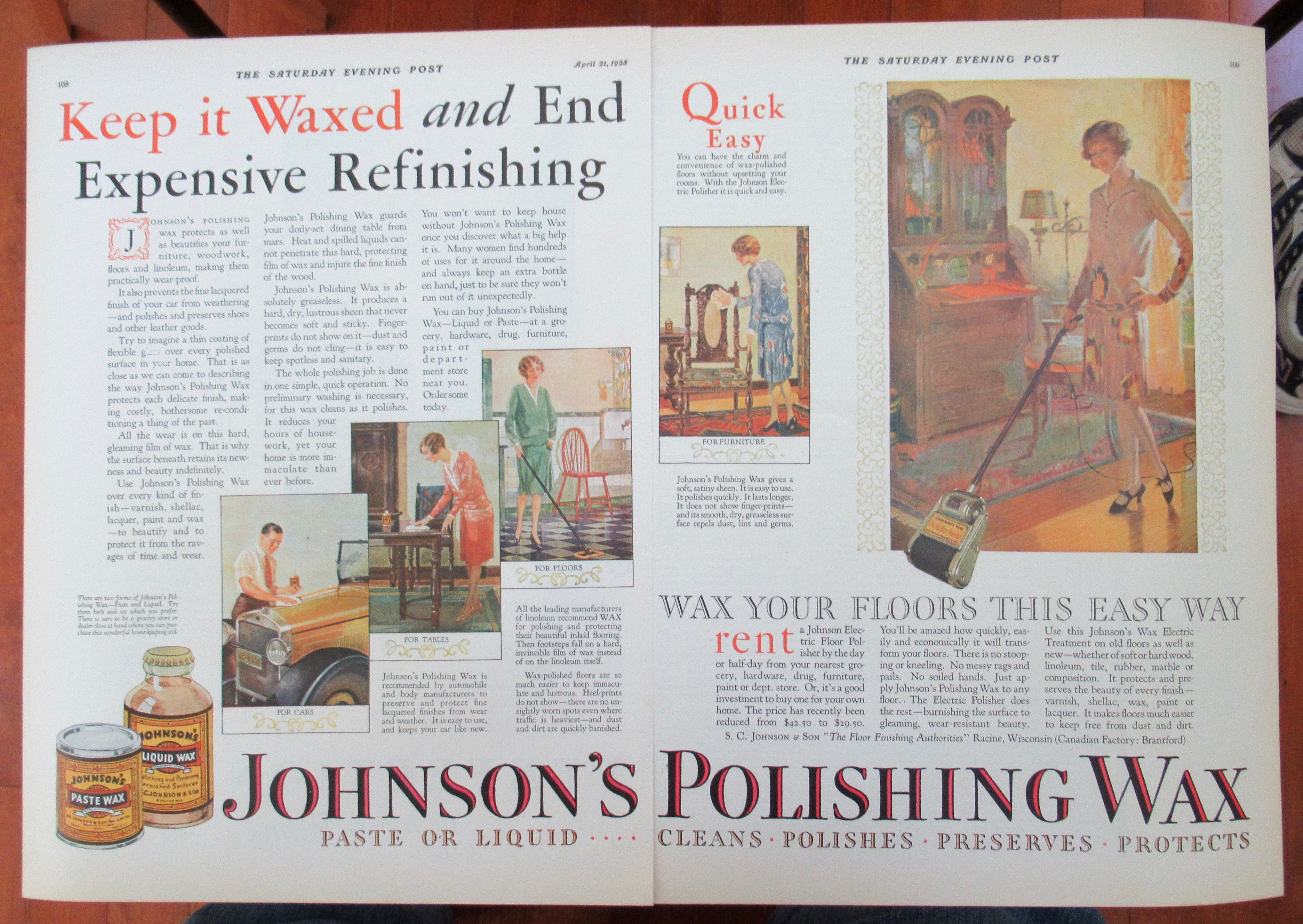 1928 Johnson's Wax with the Many Uses of the Wax