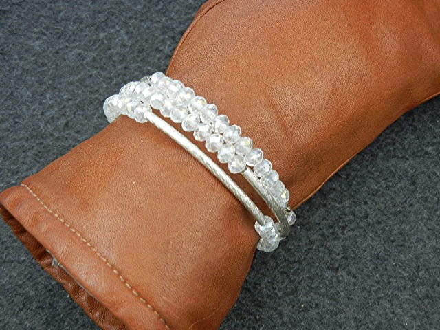 Silver and Crystals Coil Bracelet