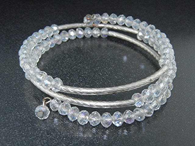 Silver and Crystals Coil Bracelet