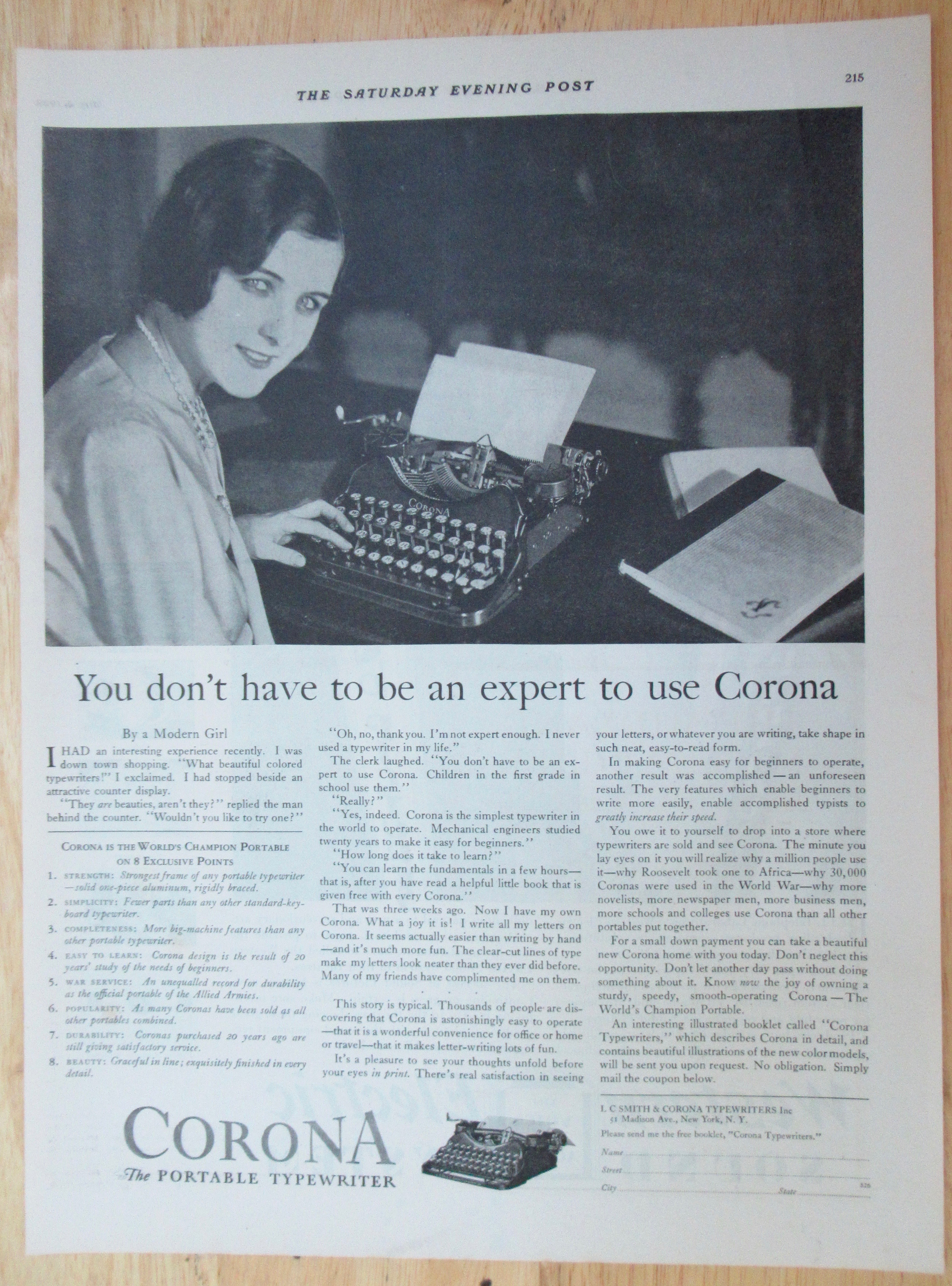 1929 Corona Typewriter with the Portable Typewriter