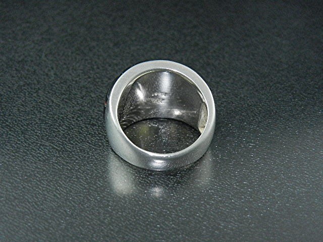 Studio GL Sterling Silver Black Jade Fire  Opal Ring