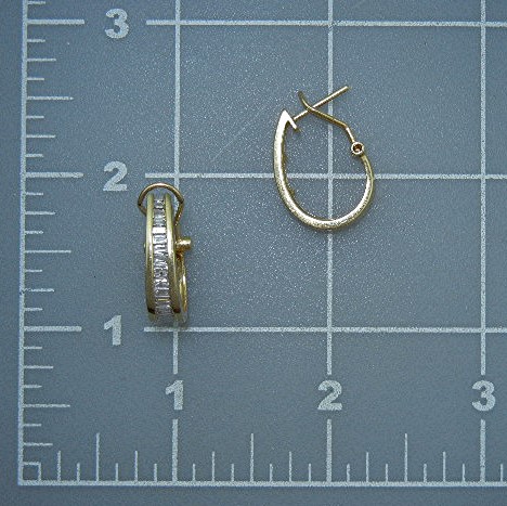 14K Gold Baguette Diamond French Clip Earrings 1 Ct