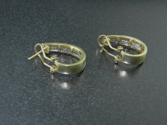 14K Gold Baguette Diamond French Clip Earrings 1 Ct