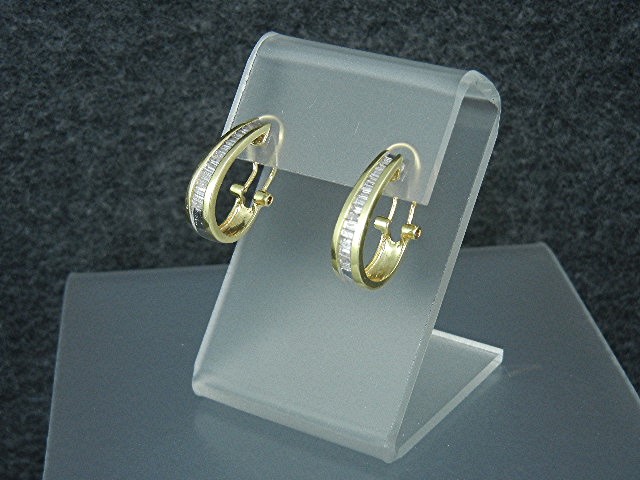 14K Gold Baguette Diamond French Clip Earrings 1 Ct