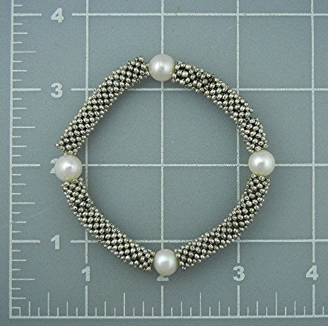 Bracelet Sterling Silver Freshwater Pearls Stretch