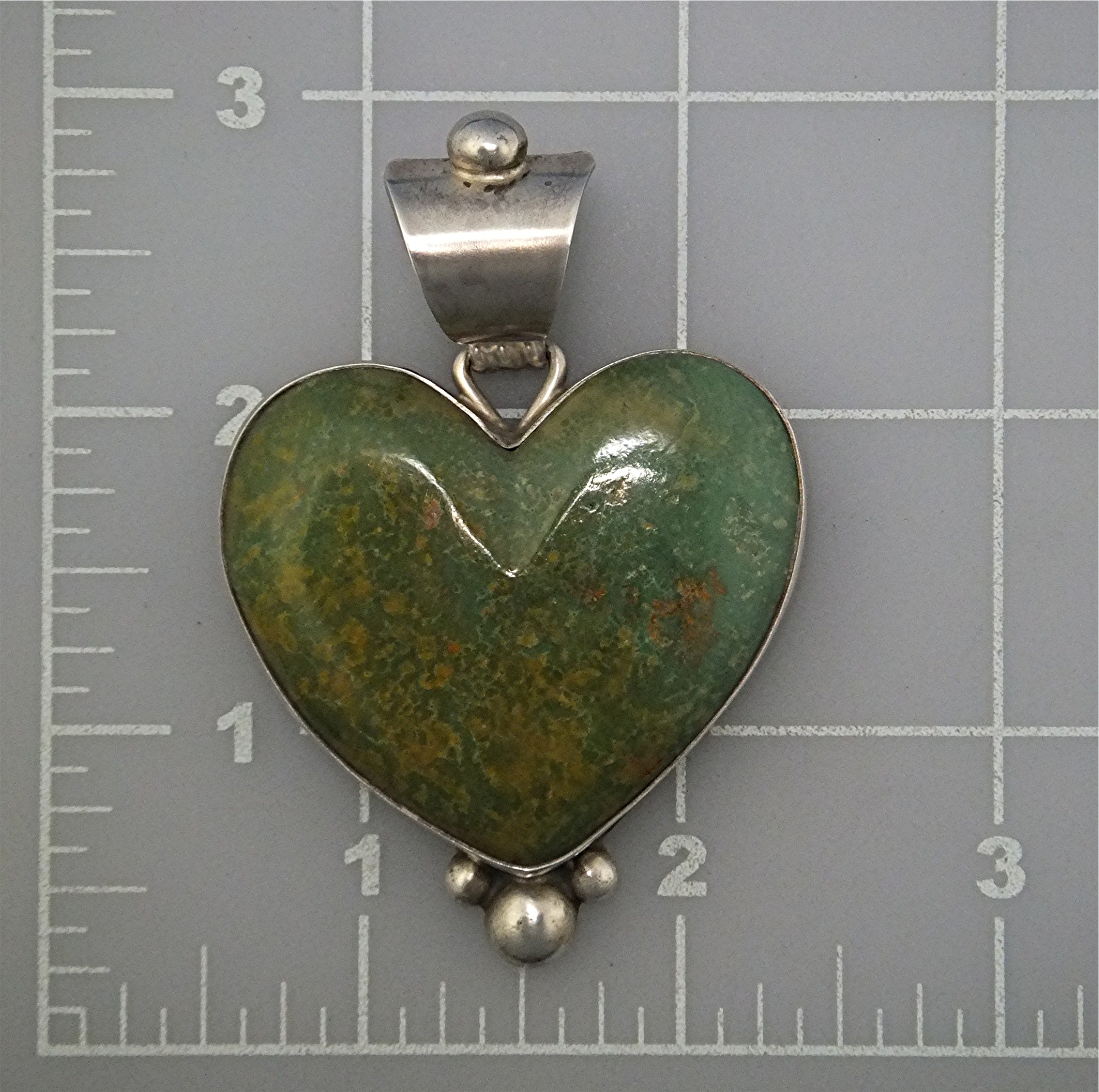 Pendant Green Turquoise Serling Silver Heart David Trou