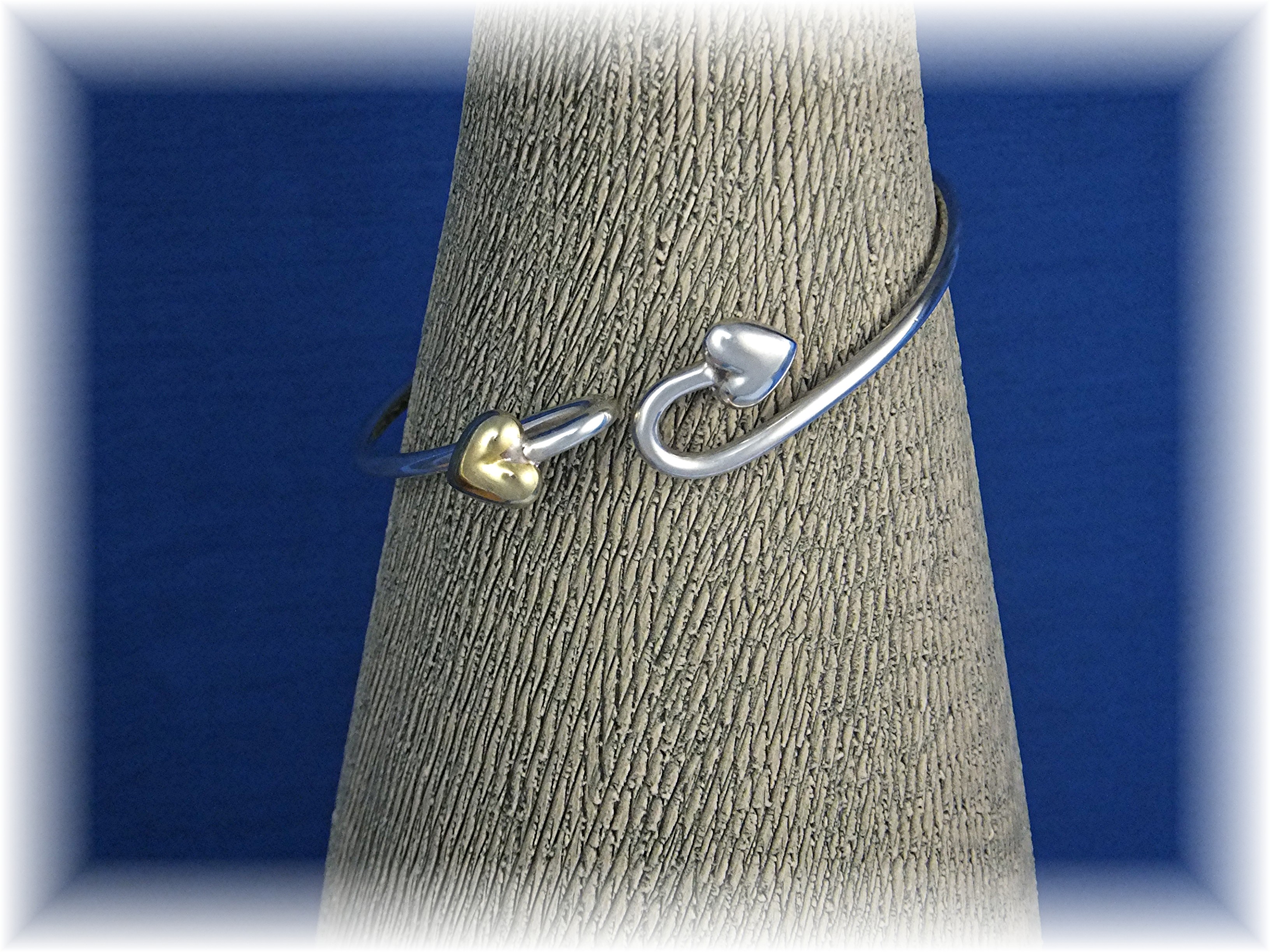 Bracelet Sterling Silver Brass Crossed Hearts Mexico