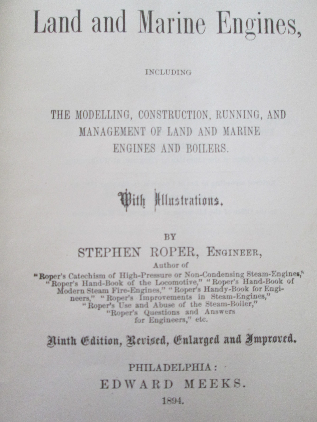 Ropers Handbook of Land & Marine Engines 1894 Leather