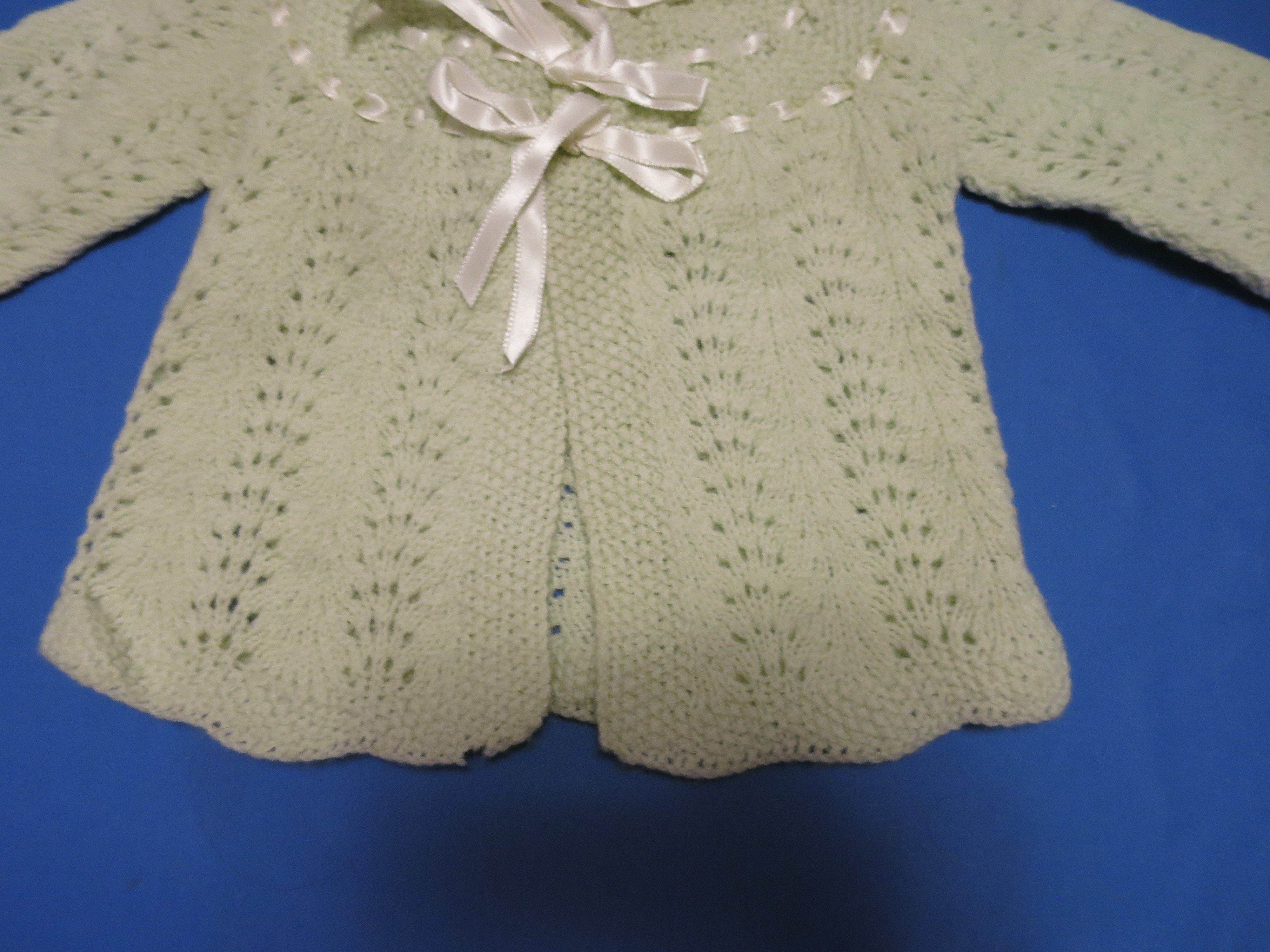 Baby Sweater Hand Knitted Pima Sage Green Vintage 1940s