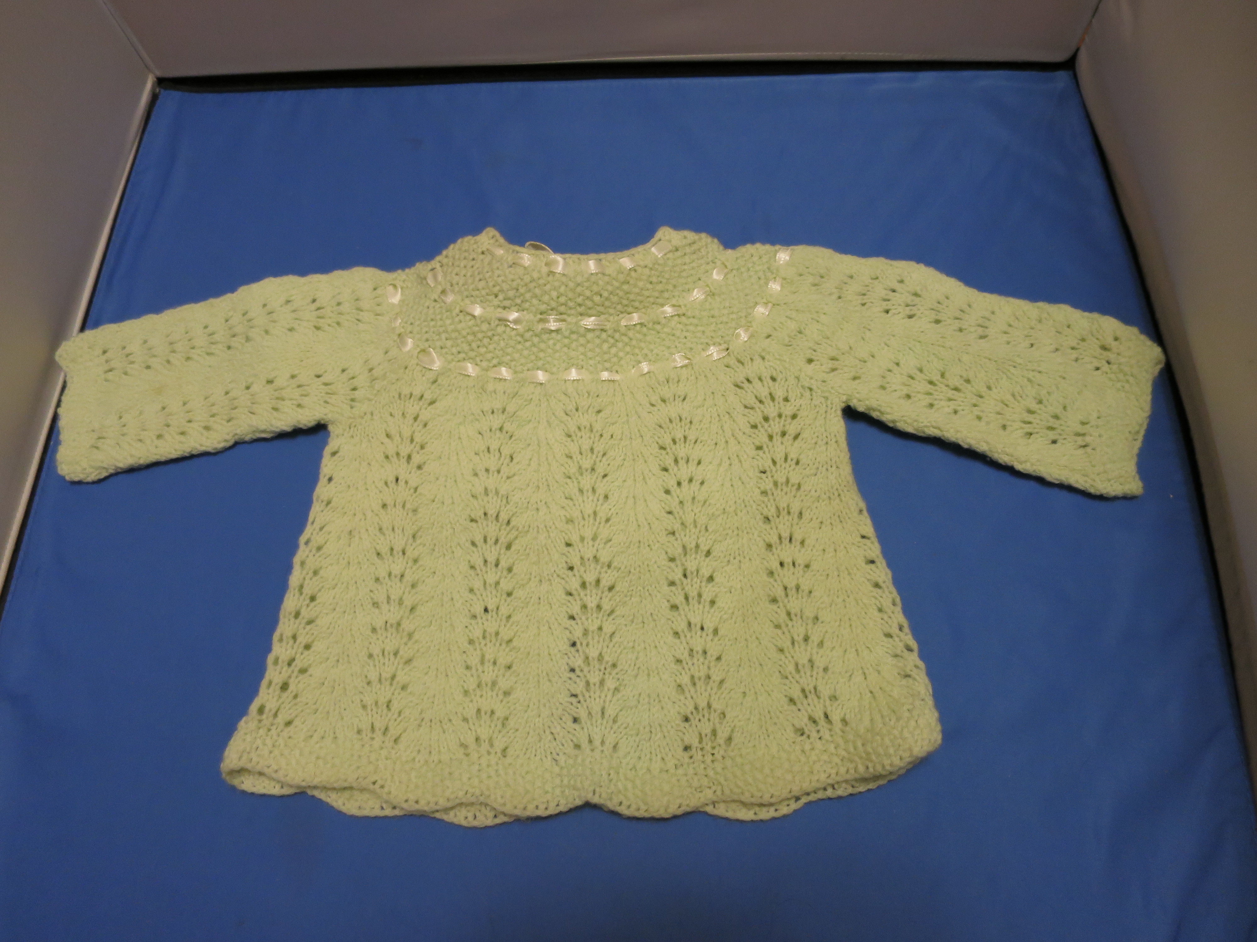 Baby Sweater Hand Knitted Pima Sage Green Vintage 1940s