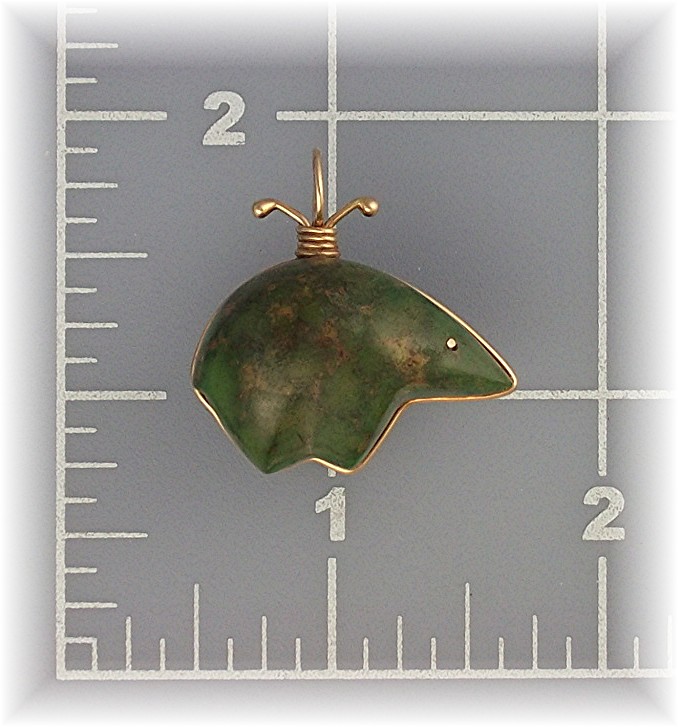 Pendant 14K Gold  Onyx Green Turquoise Signed Jackie
