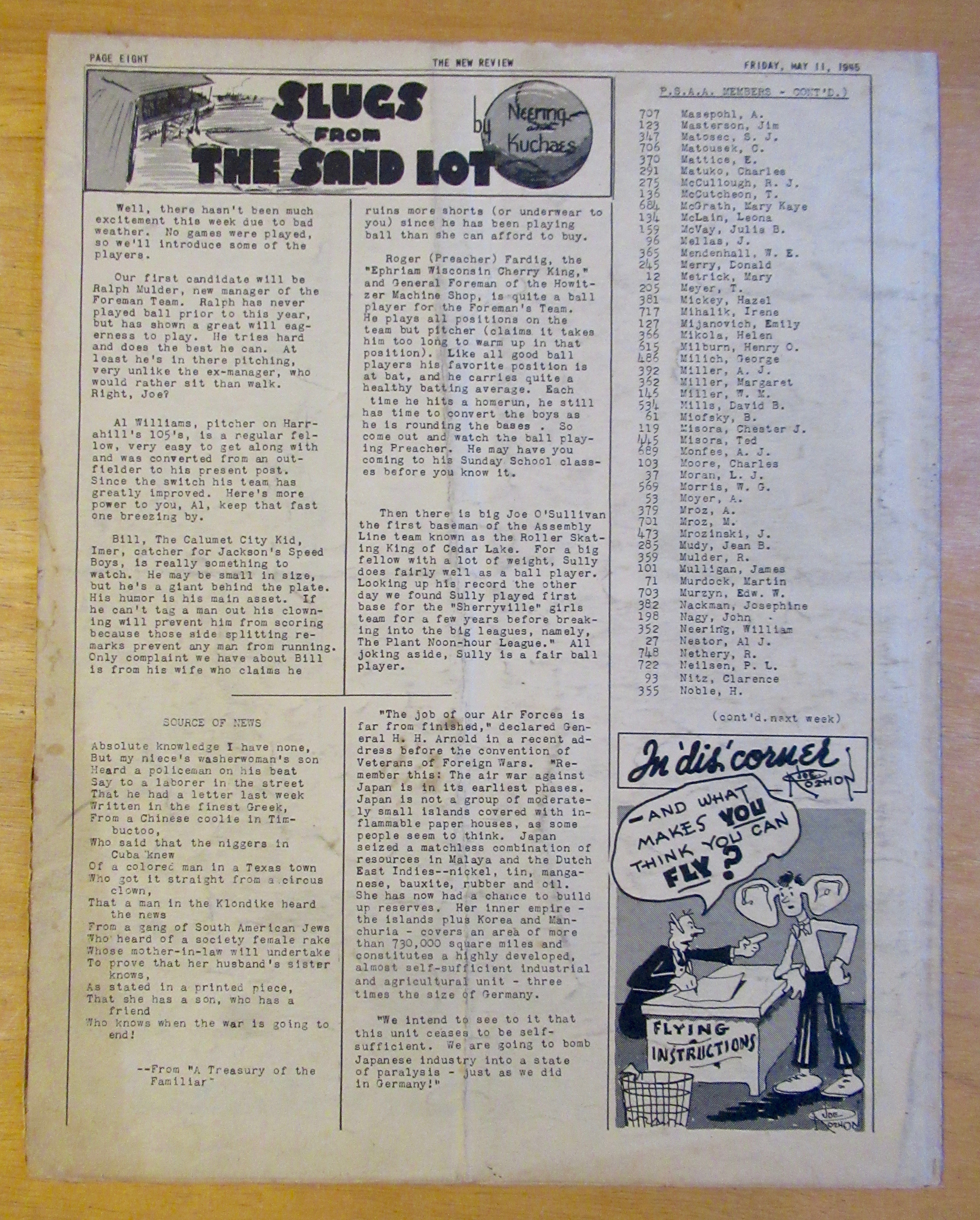 Original May 11, 1945 New Review Newsletter
