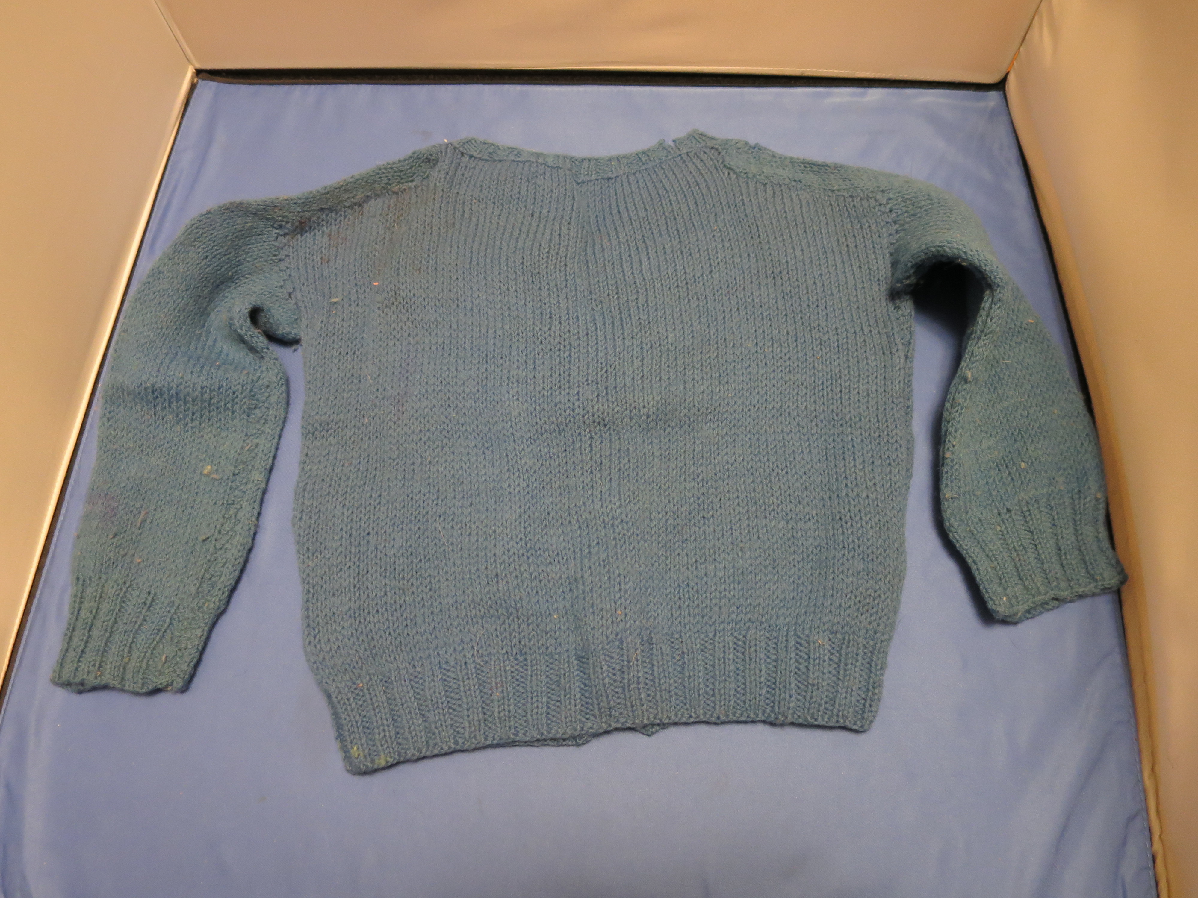 Baby Sweater Blue Hand Knit Vintage 1940s age 1-2