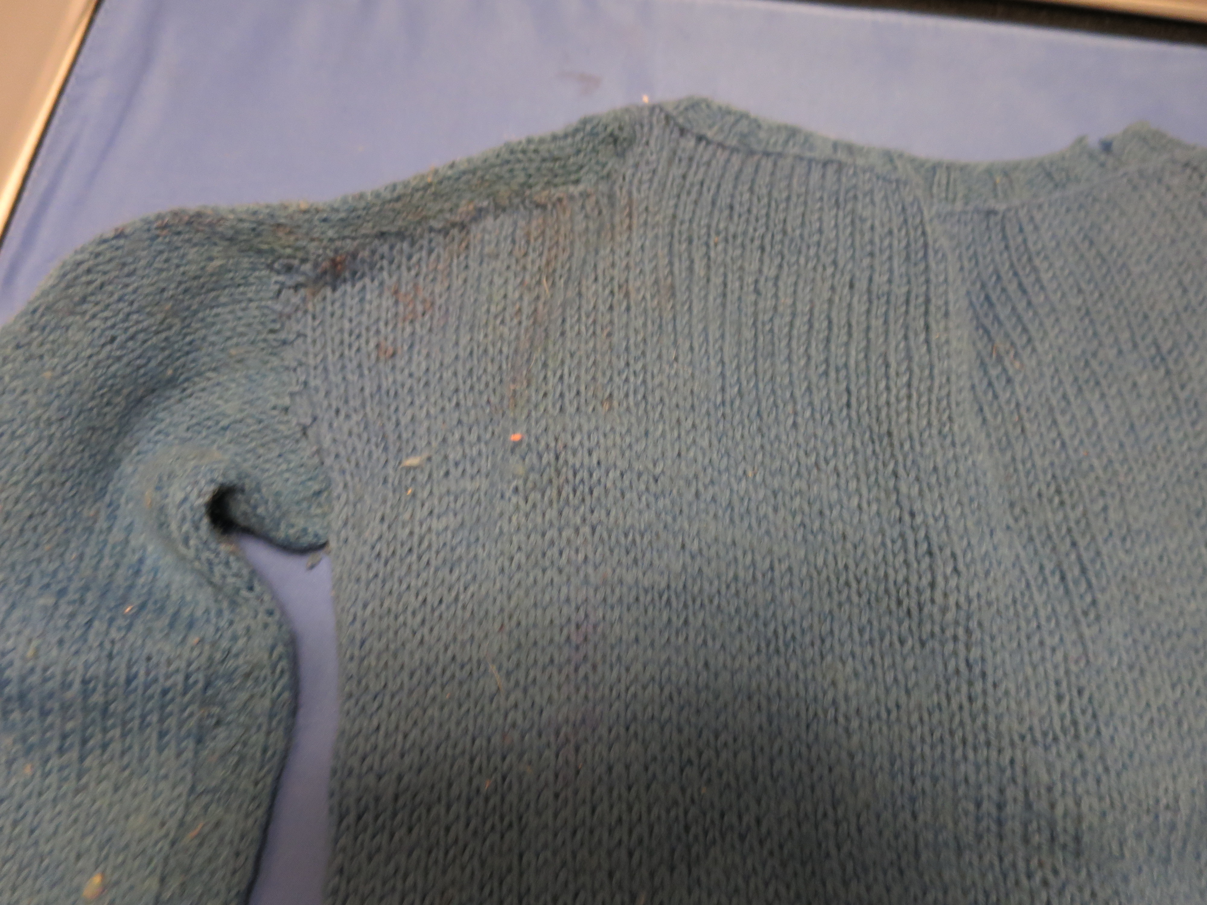 Baby Sweater Blue Hand Knit Vintage 1940s age 1-2