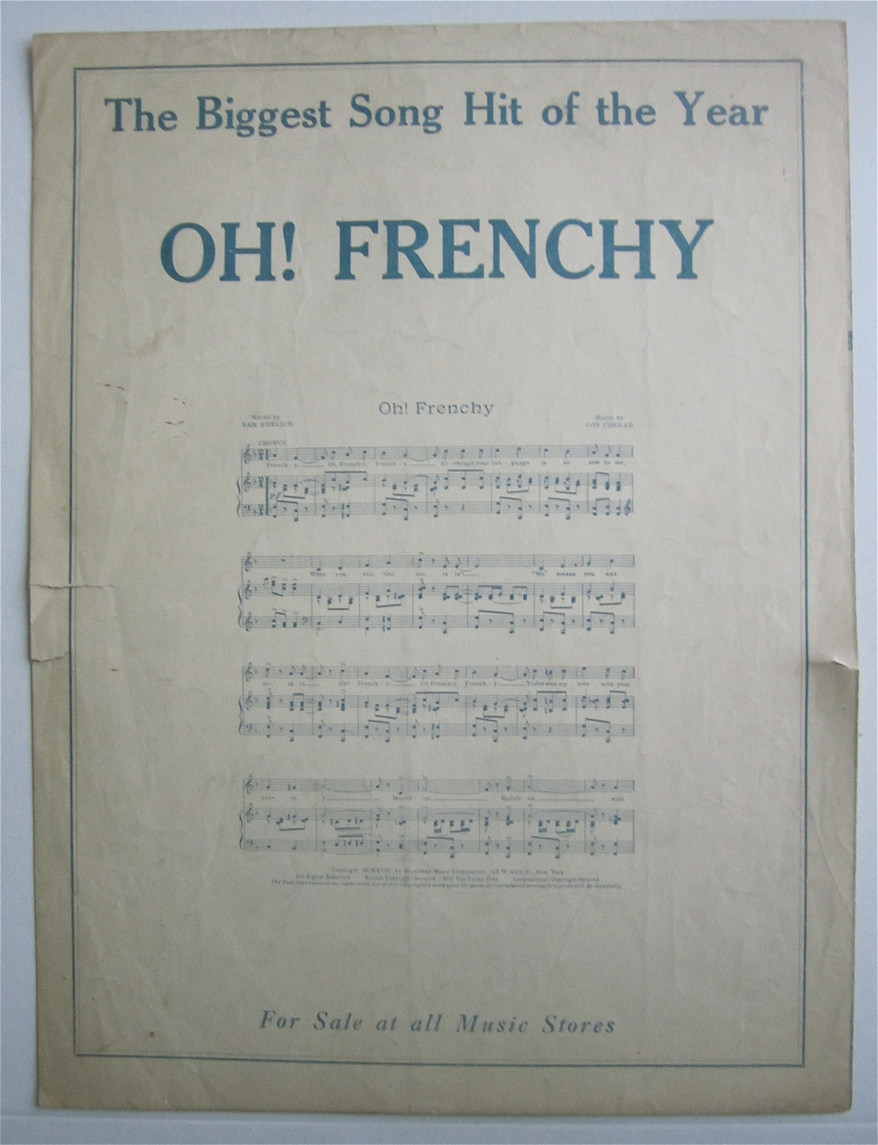 Sheet Music 1918 Good Bye Alexander