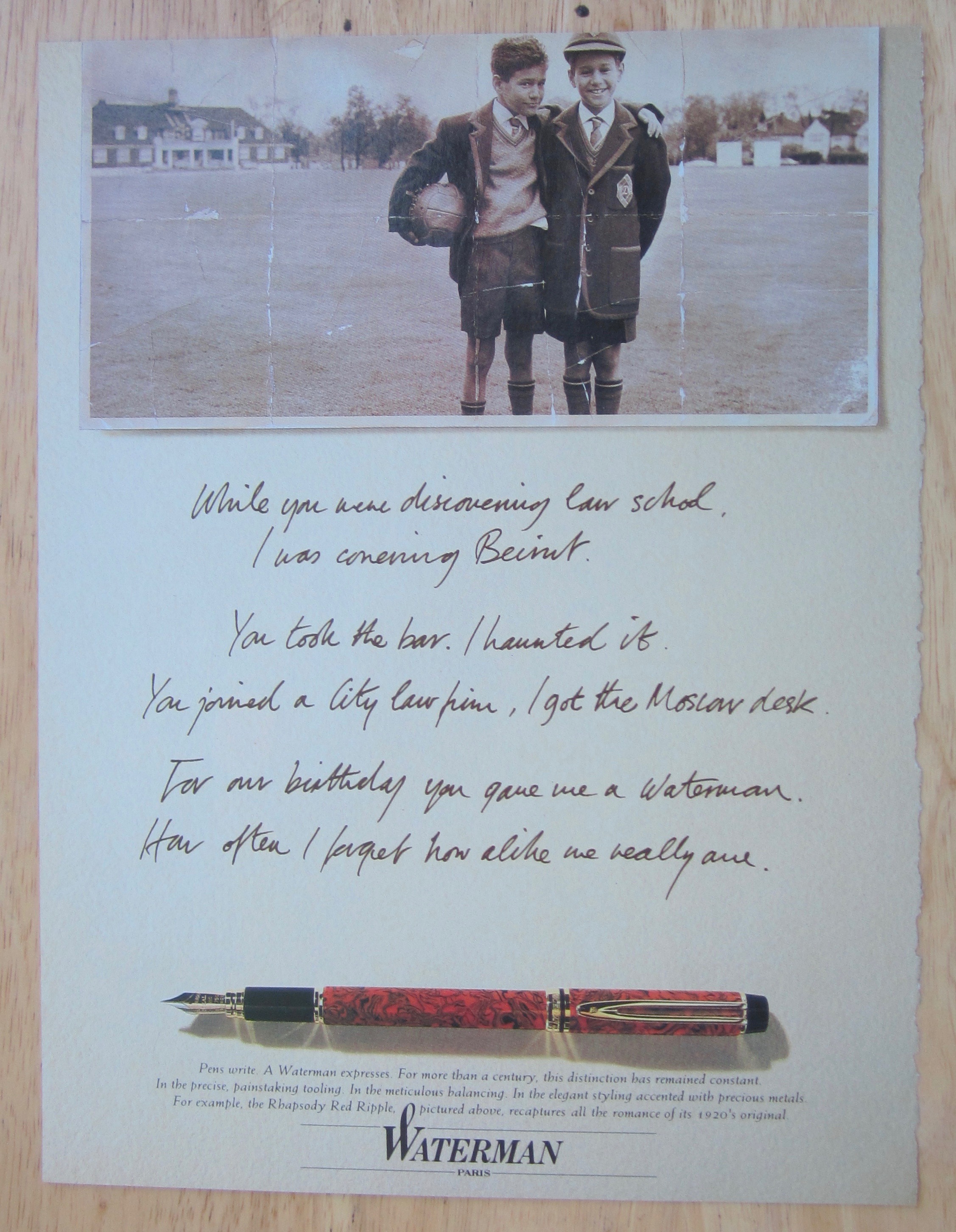 1992 Waterman's Fountain Pen with Two Boys in Picture