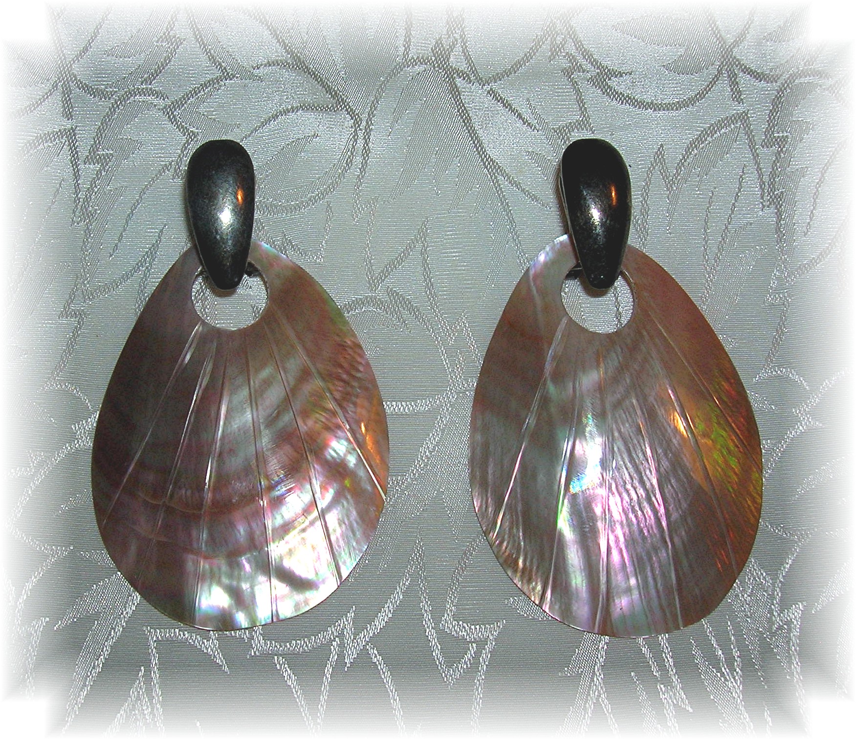 Silvertone French Back Earrings Mother Of Pearl Drop